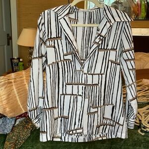 Vintage Alfred Dunner Striped Print Collared Button Up